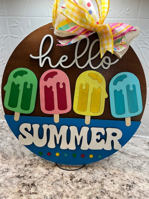 Hello Summer Popsicle Welcome Door Hanger