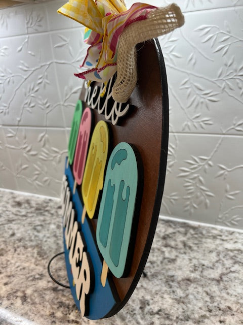 Hello Summer Popsicle Welcome Door Hanger