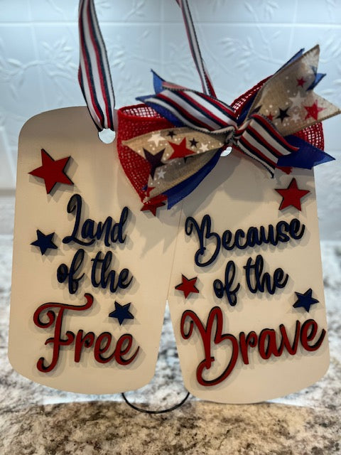 Military Dog Tags Door Hanger (White)