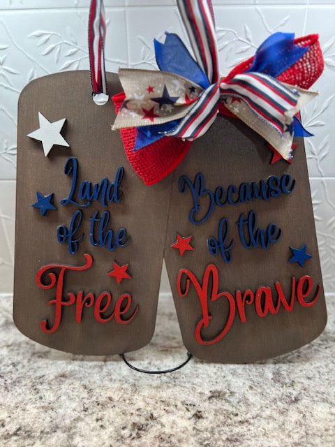 Military Dog Tags Door Hanger (Grey stain)