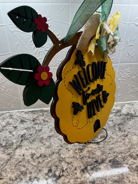 Welcome to Our Hive Door Hanger