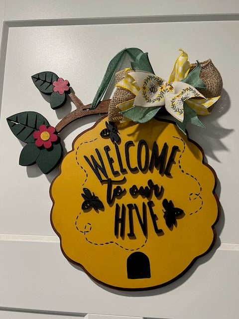 Welcome to Our Hive Door Hanger
